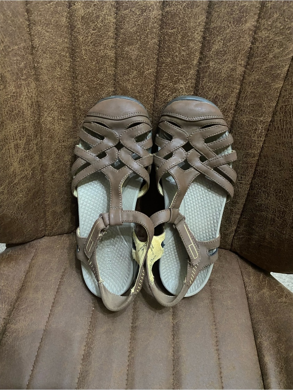BareTraps Brown Leather Strappy Sandals